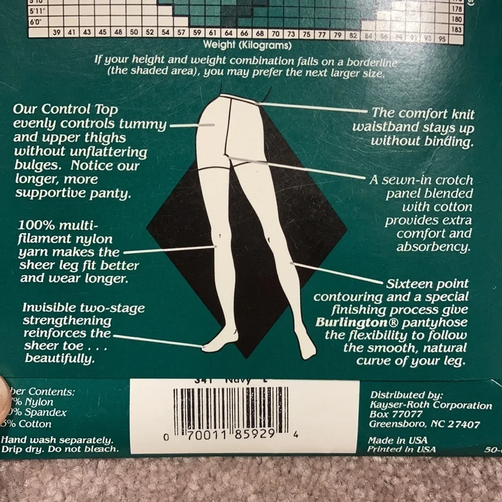 Burlington sheer legacy tummy hip control long navy sheer leg control panty